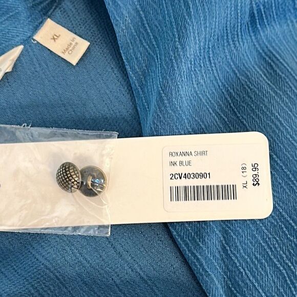 Soft Surroundings XL Shirt Blouse Roxanna Cupro Ink Blue NWT - Picture 13 of 13